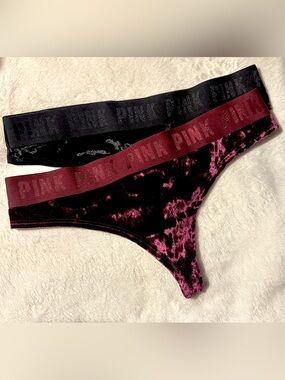 💜 Two (2) PINK Victoria’s Secret Velvet Thong Underwears